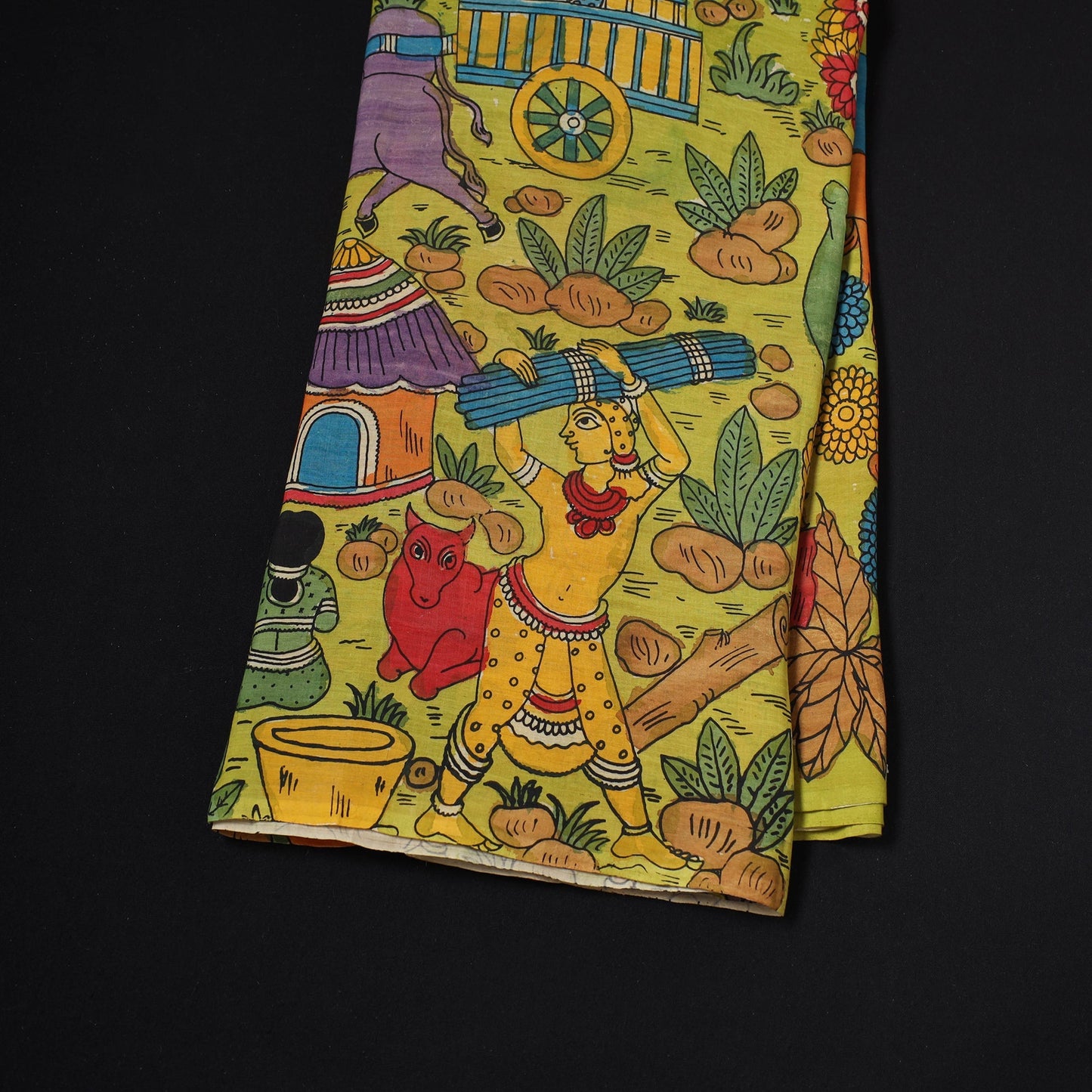 Natural dyed handloom chanderi silk handpainted