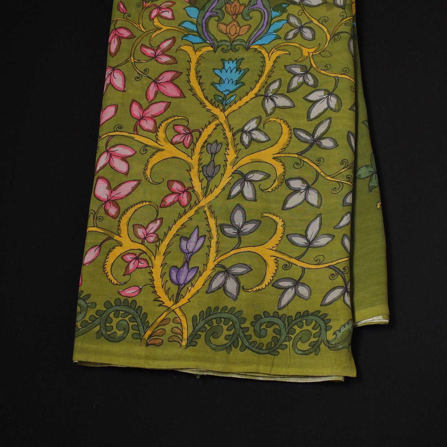 Natural dyed handloom chanderi silk handpainted