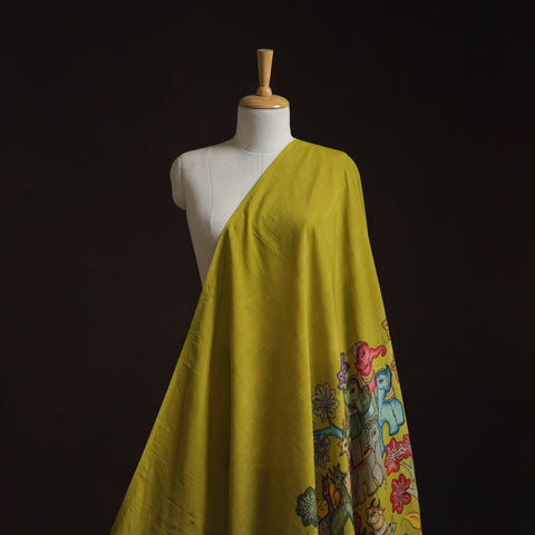 Natural dyed handloom chanderi silk handpainted