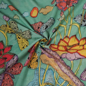 Natural dyed handloom chanderi silk handpainted