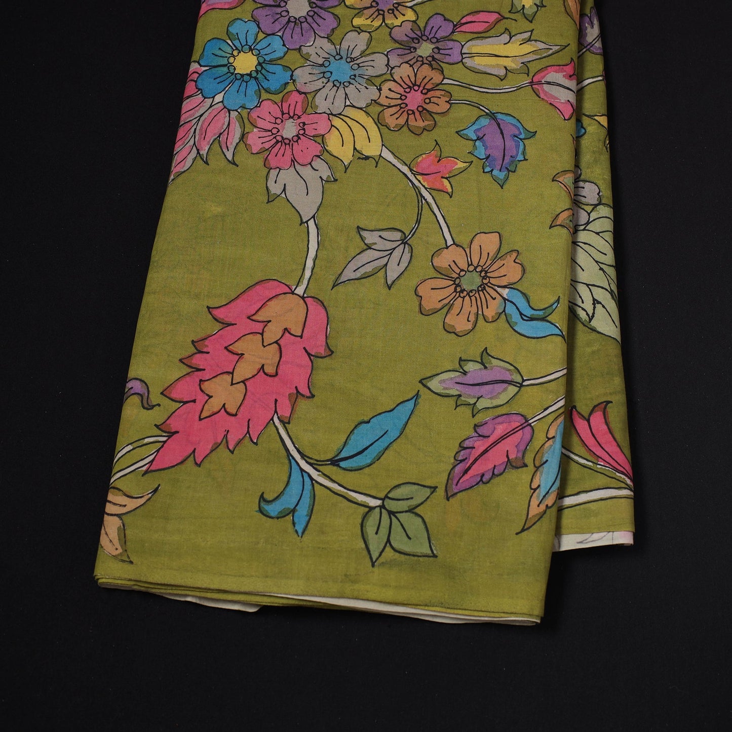 Natural dyed handloom chanderi silk handpainted
