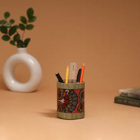 Natural dyed handpainted kalamkari pen stand 07