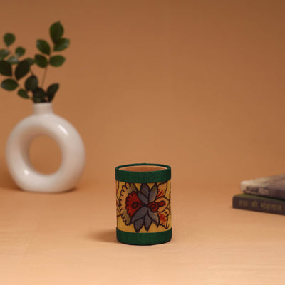 Natural dyed handpainted kalamkari pen stand 24