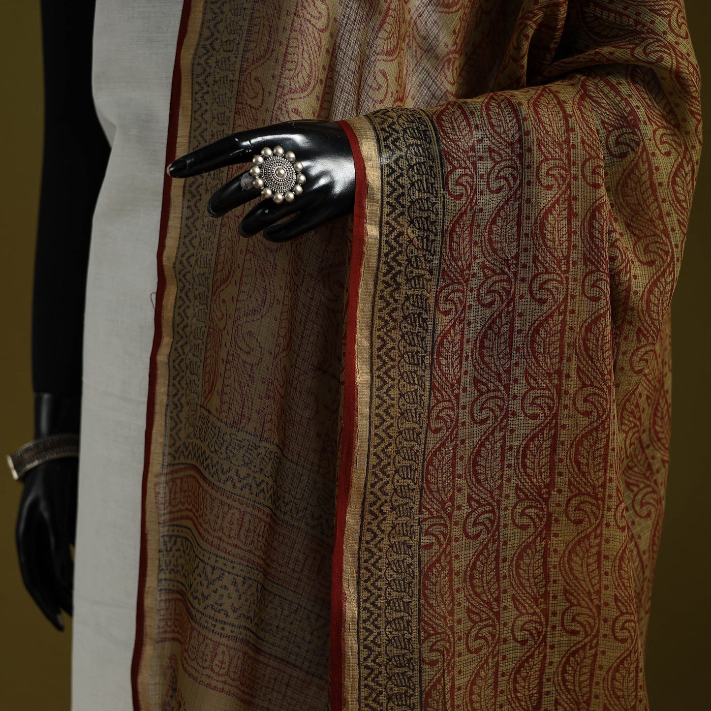 Natural dyed kota doria cotton hand block bagh print