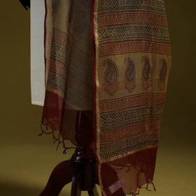 Natural dyed kota doria cotton hand block bagh print