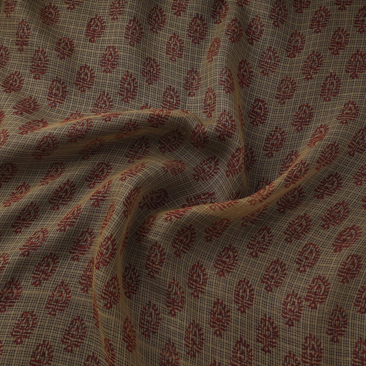 Natural dyed kota doria cotton hand bagh fabric 01