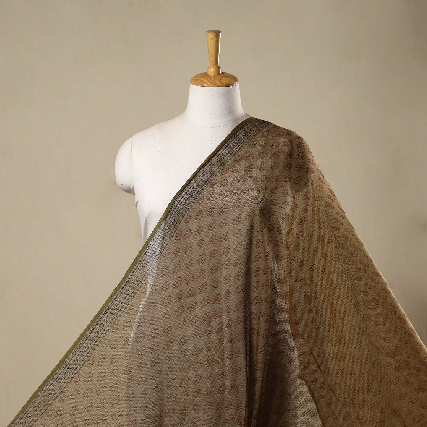 Natural dyed kota doria cotton hand bagh fabric 01