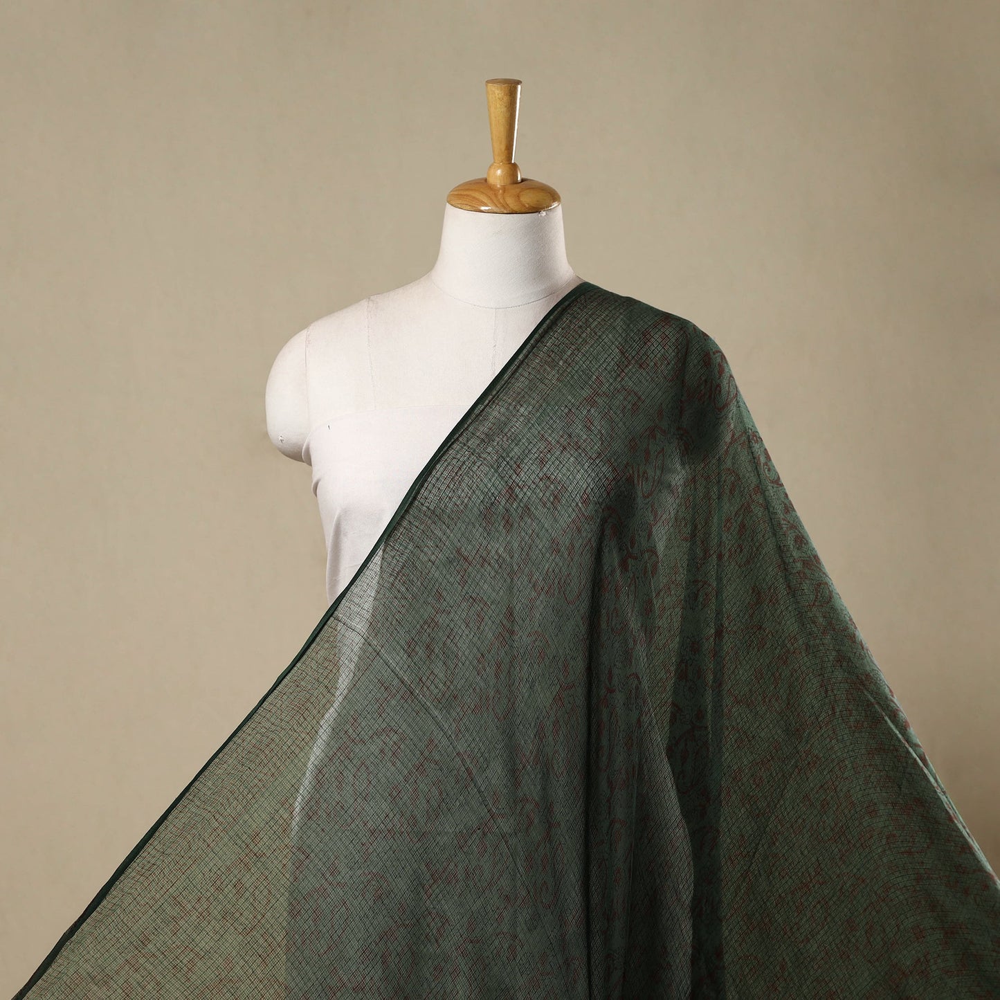 Natural dyed kota doria cotton hand bagh fabric 05