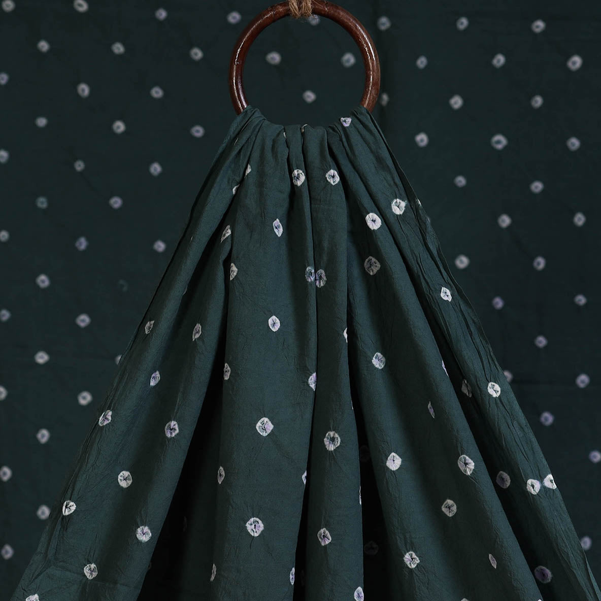 Green - natural dyed kutch tie-dye cotton bandhani fabric