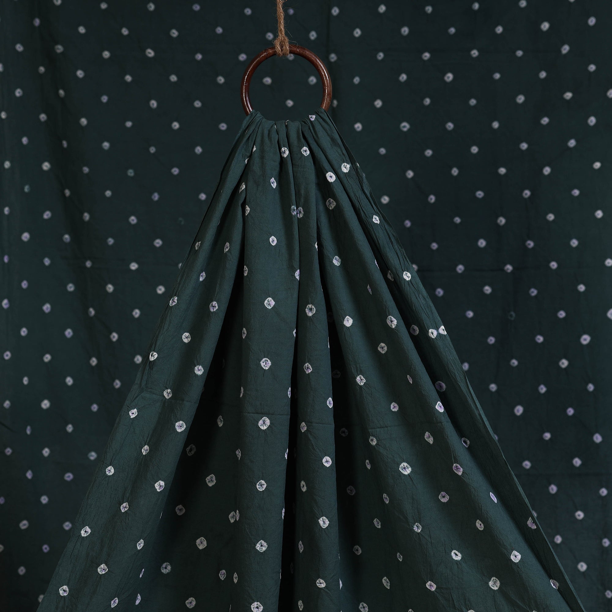 Green - Kutch Tie-Dye Cotton Bandhani Precut Fabric (1.75 meter) 26