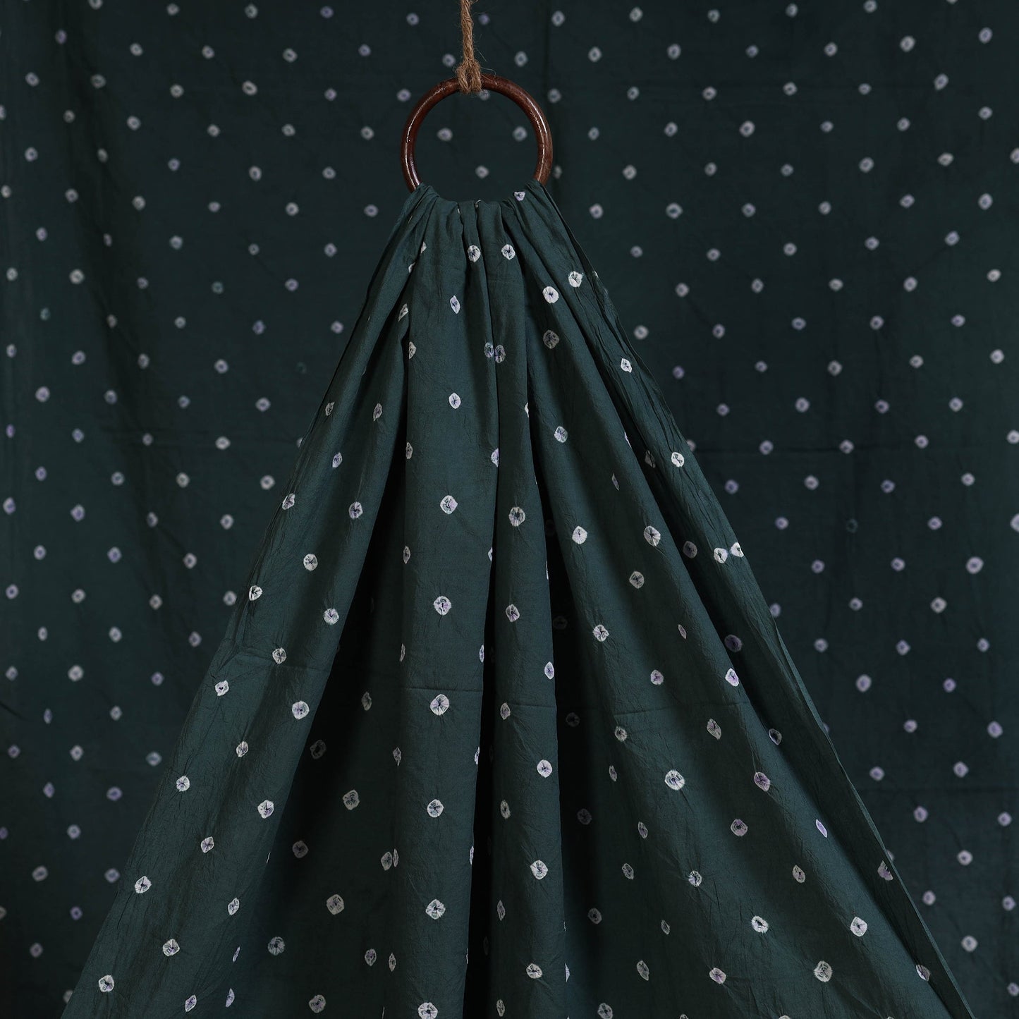 Green - natural dyed kutch tie-dye cotton bandhani fabric