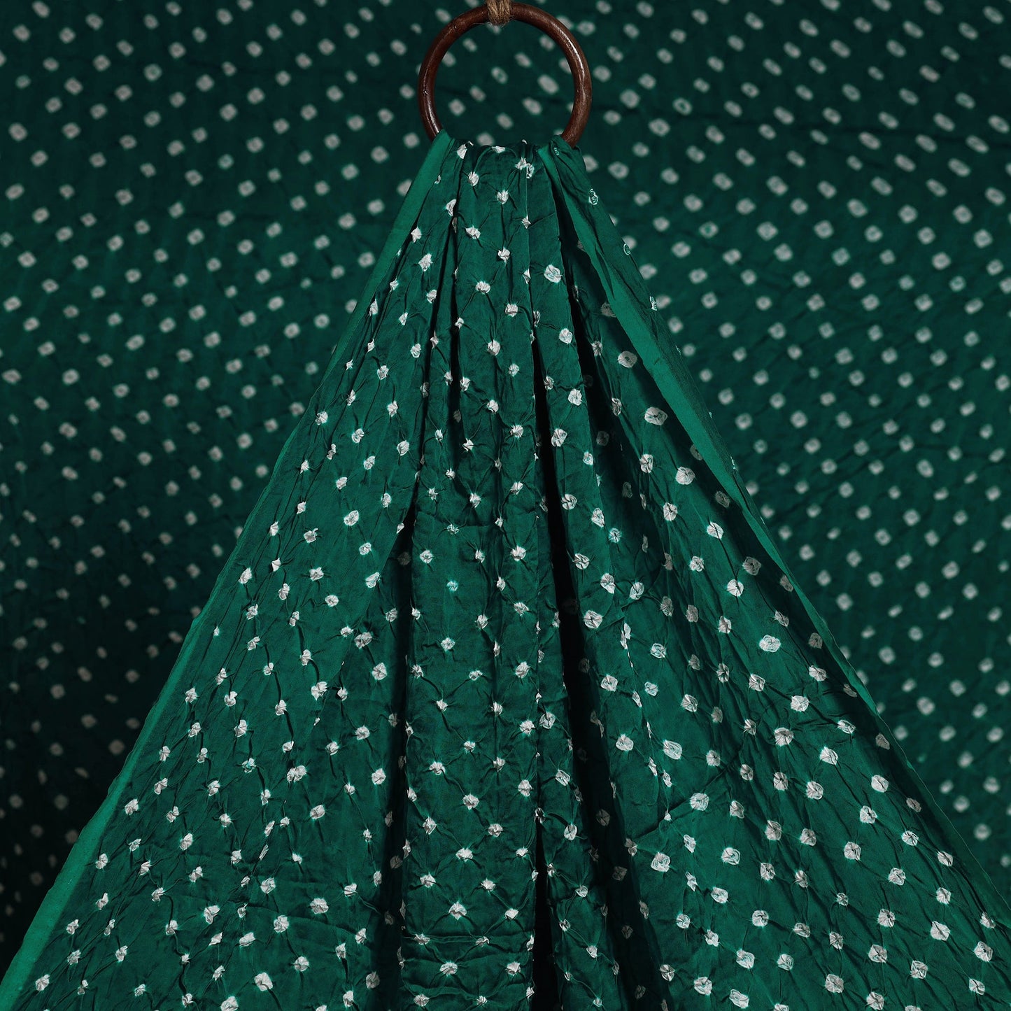 Green - natural dyed kutch tie-dye modal silk bandhani