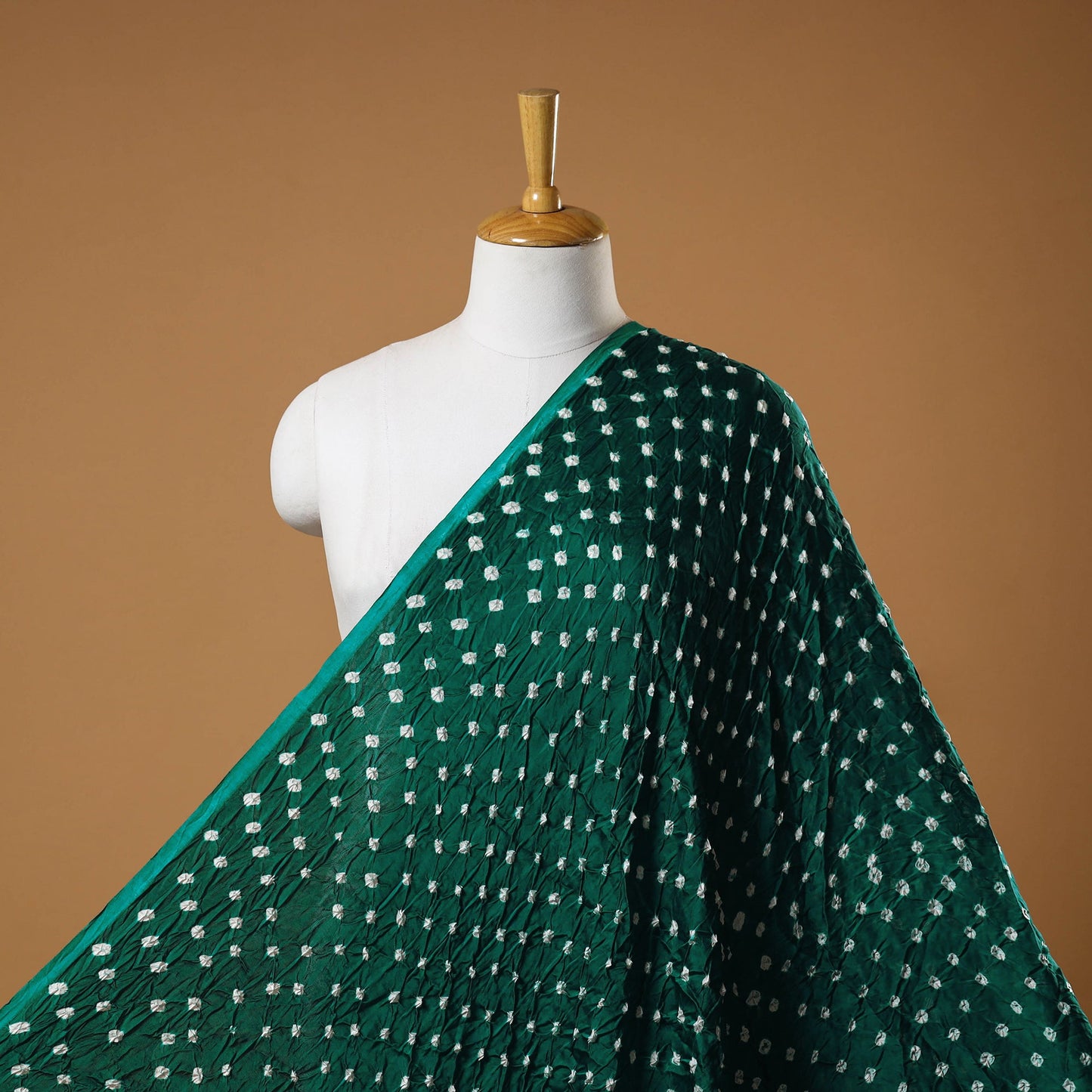 Green - natural dyed kutch tie-dye modal silk bandhani