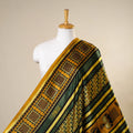 Green - natural dyed mashru silk fabric 05 - handcrafted