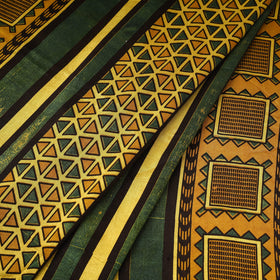 Green - natural dyed mashru silk fabric 05 - handcrafted