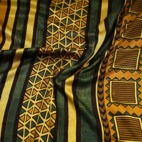 Green - natural dyed mashru silk fabric 05 - handcrafted