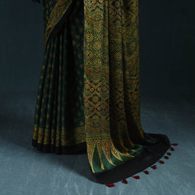 Natural dyed modal silk kutch hand block print ajrakh saree