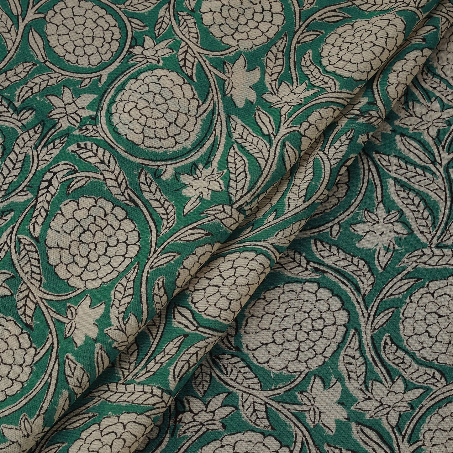 Natural dyed pure mul cotton hand block bagru print fabric