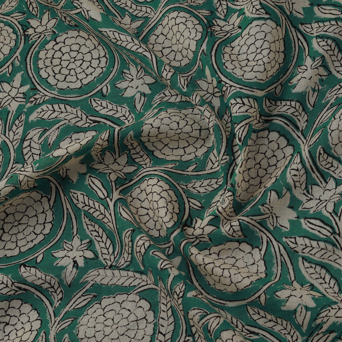 Natural dyed pure mul cotton hand block bagru print fabric