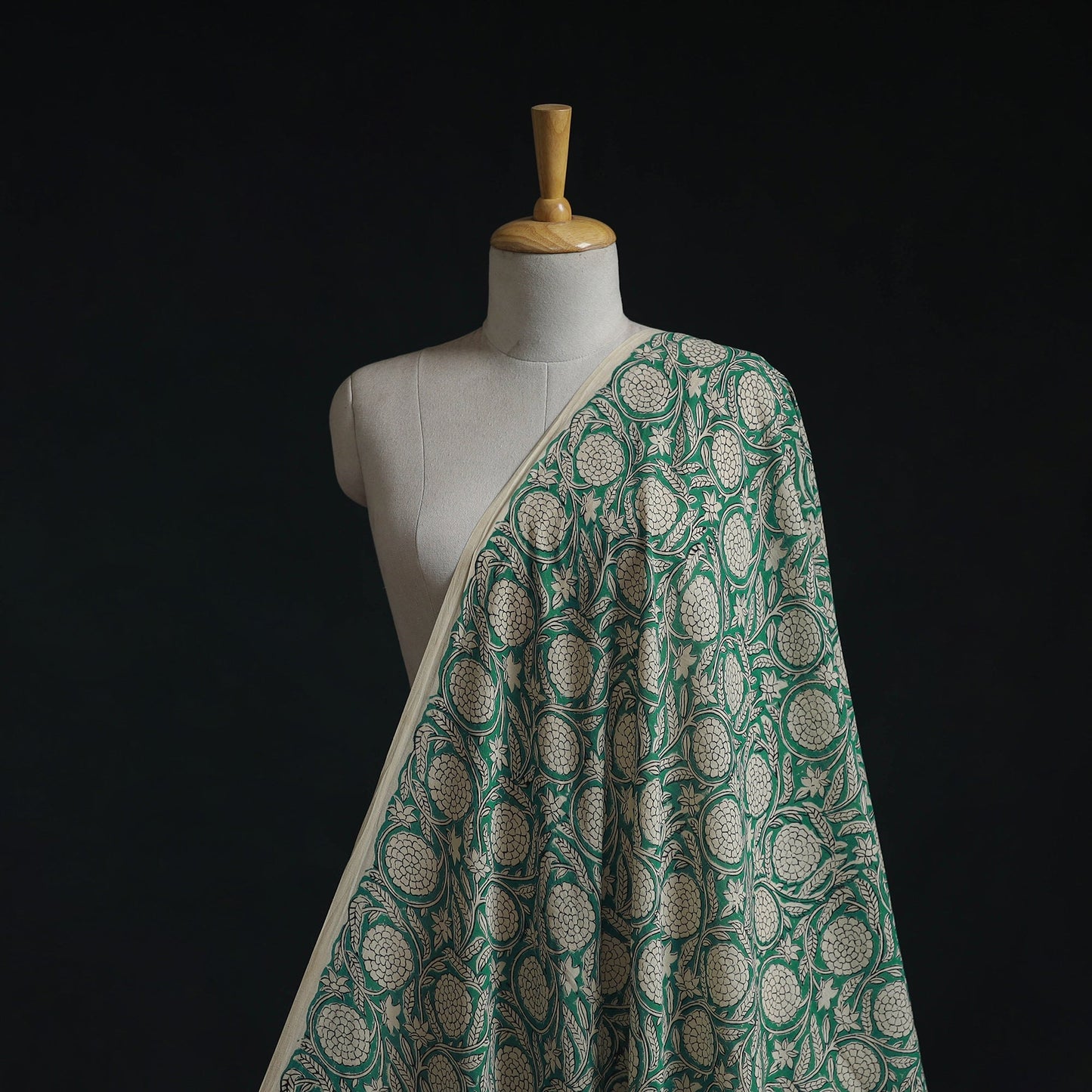 Natural dyed pure mul cotton hand block bagru print fabric