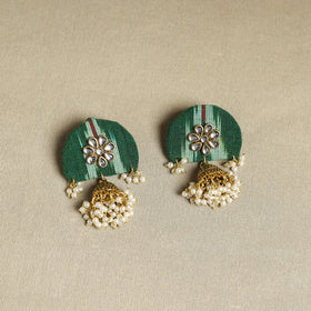  Green Fabart Pearl & Stone Work Necklace Set