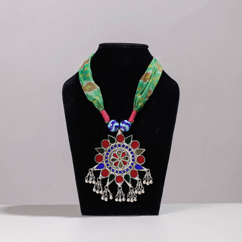  Ikat Silk Fabric GS Pendant Necklace 