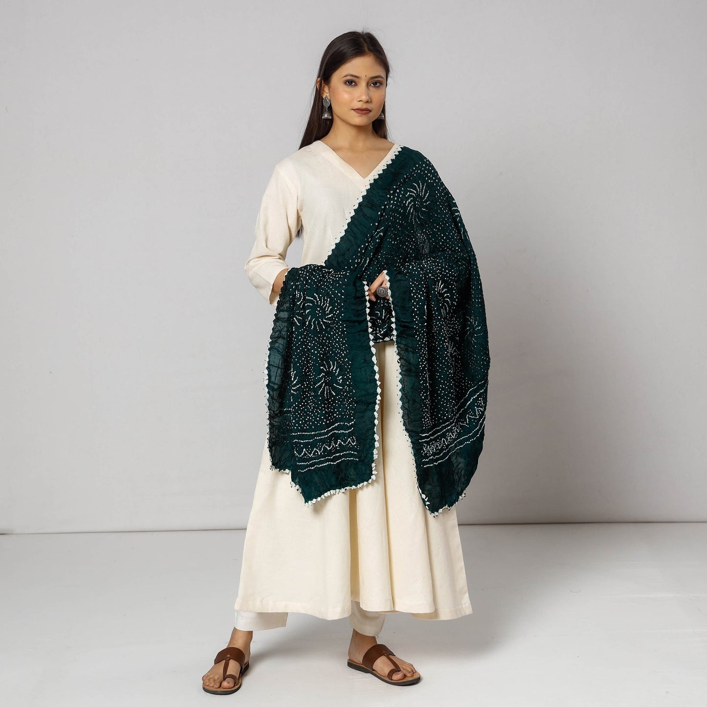   Kutch Bandhani Tie-Dye Modal Silk Dupatta 