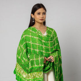  Kutch Bandhani Tie-Dye Zari Checks Modal Silk Dupatta 