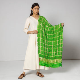  Kutch Bandhani Tie-Dye Zari Checks Modal Silk Dupatta 