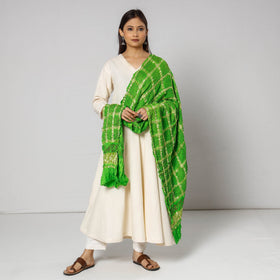  Kutch Bandhani Tie-Dye Zari Checks Modal Silk Dupatta 