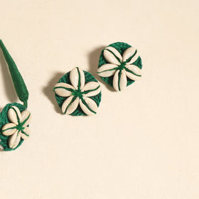 Navratri Special! Green Thread & Shell Work Necklace Set