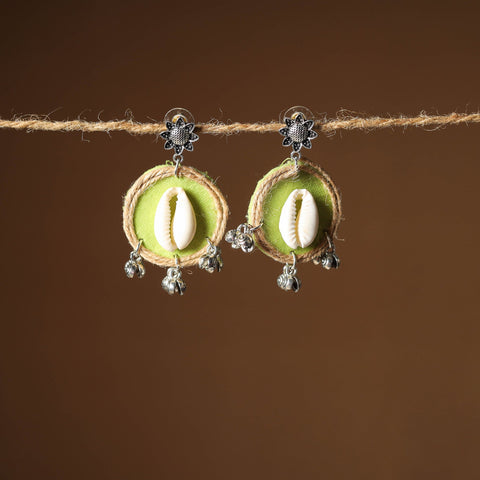 Green Noor Jute Fabart Handmade Earrings 