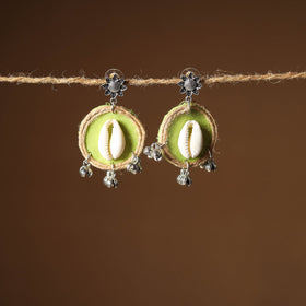 Green Noor Jute Fabart Handmade Earrings 