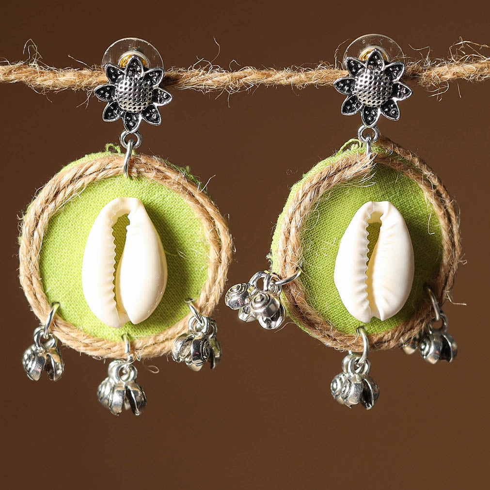 Green Noor Jute Fabart Handmade Earrings 