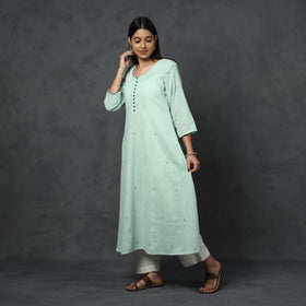 Buy Organic Kala Cotton Handloom Buti Long Kurta for Women