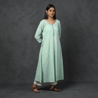 Buy Organic Kala Cotton Handloom Buti Long Kurta for Women