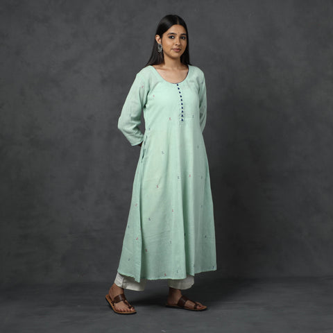 Buy Organic Kala Cotton Handloom Buti Long Kurta for Women