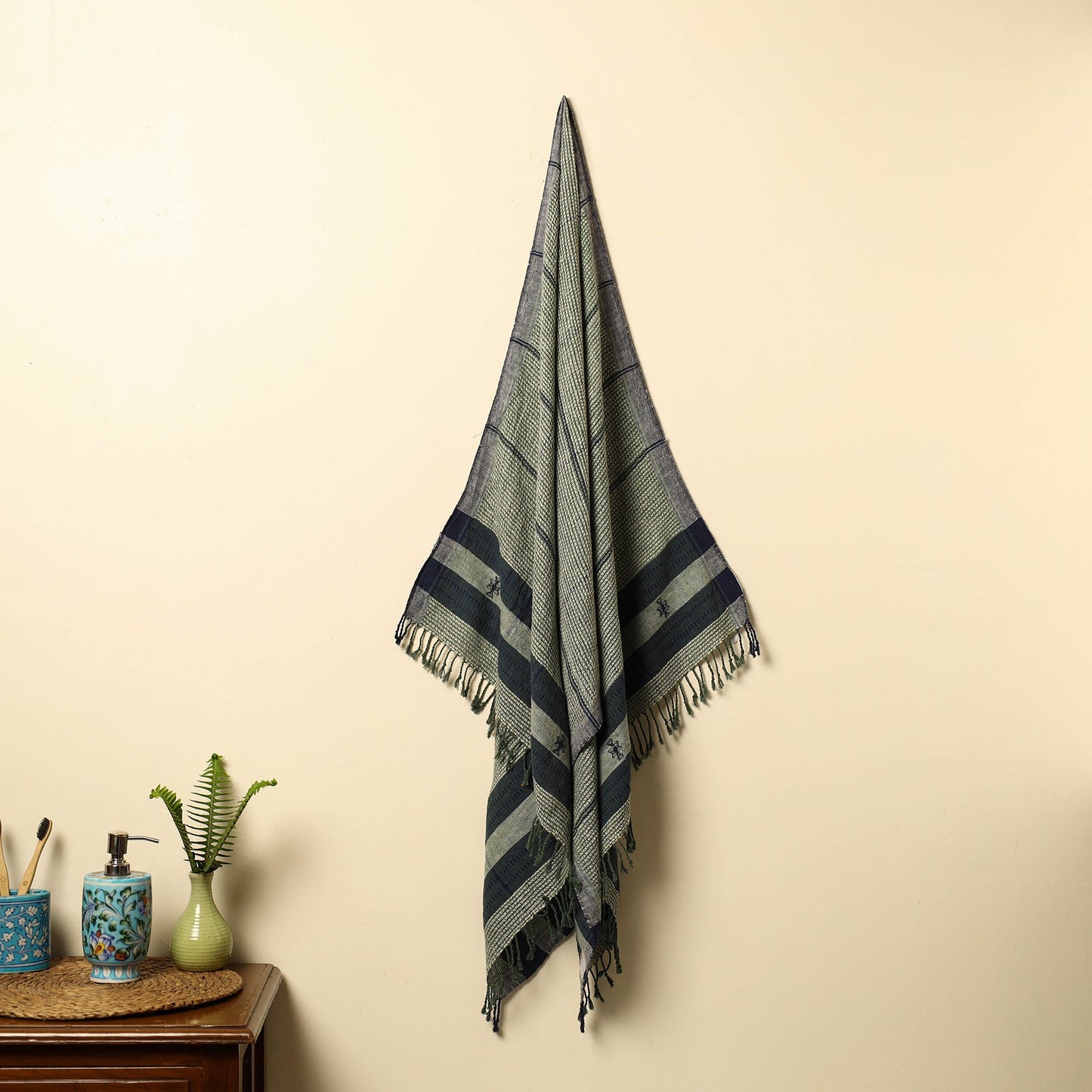 Buy Green Organic Kala Cotton Handloom Towel Online