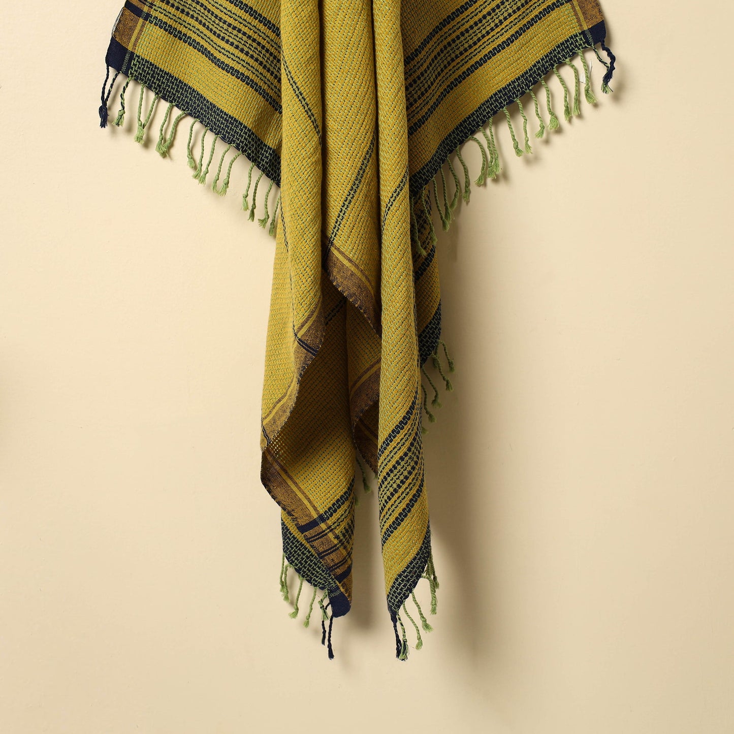 Green - organic kala cotton handloom towel 03 - handcrafted