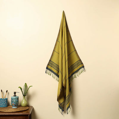 Green - organic kala cotton handloom towel 03 - handcrafted