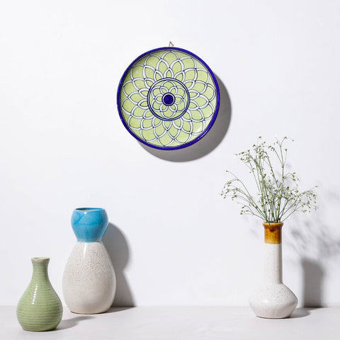  Original Blue Pottery Ceramic Plate/Wall Frame 