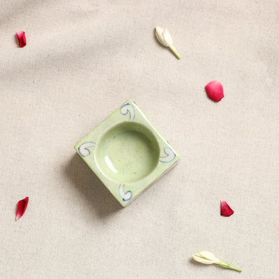  Blue Pottery Ceramic Candle Holder 