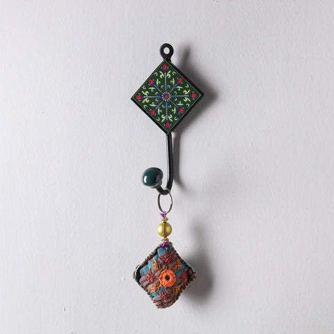  Original Blue Pottery Ceramic Tile Wall Hook Hanger (1 Peg) 