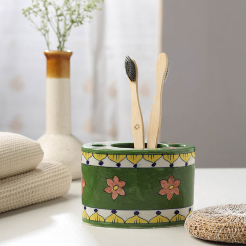 Buy Original Blue Pottery Ceramic Toothpaste / Toothbrush Stand Online at iTokri.com