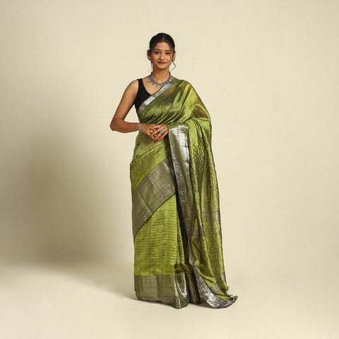 Original Handloom Silk Cotton Green Mangalagiri Saree