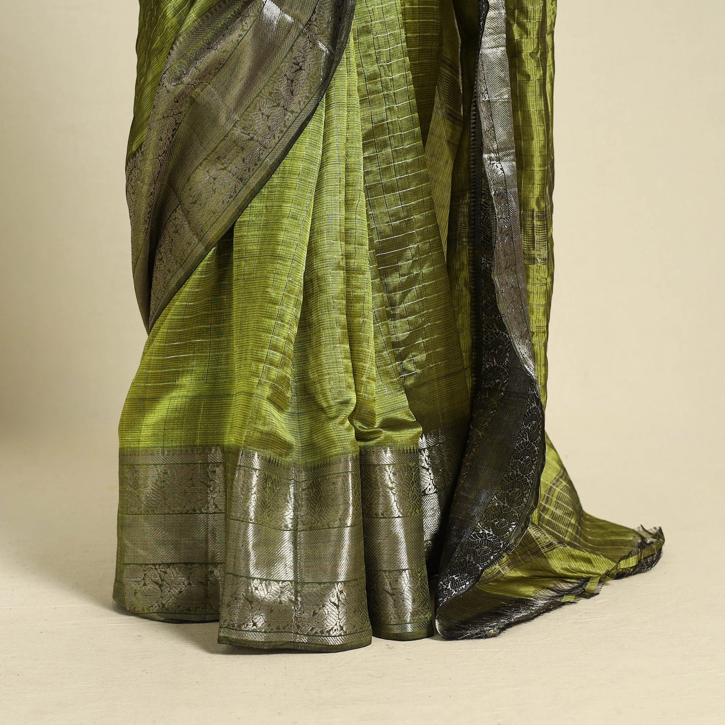 Original Handloom Silk Cotton Green Mangalagiri Saree