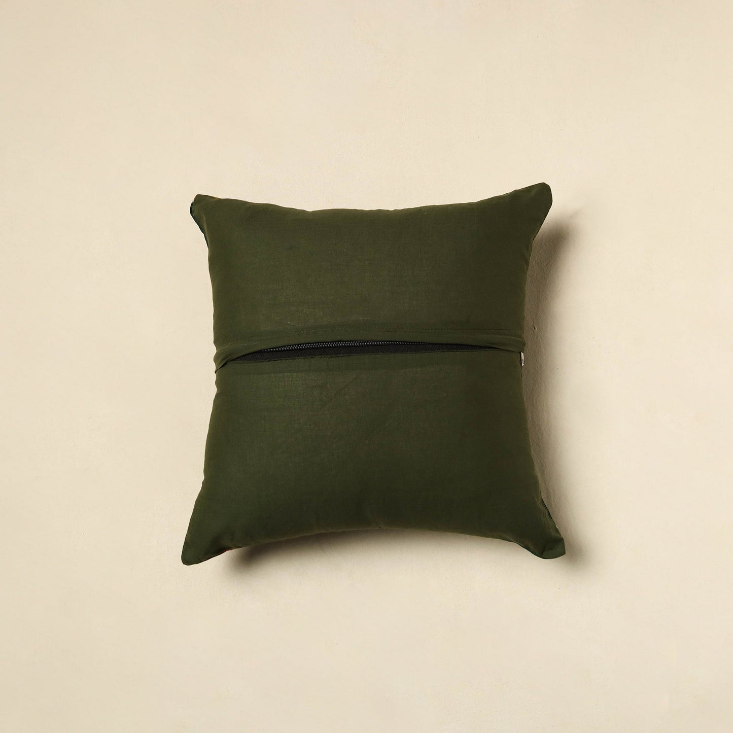 Buy Green Ajrakh Patch Ikat Cushion Cover