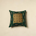 Buy Green Ajrakh Patch Ikat Cushion Cover