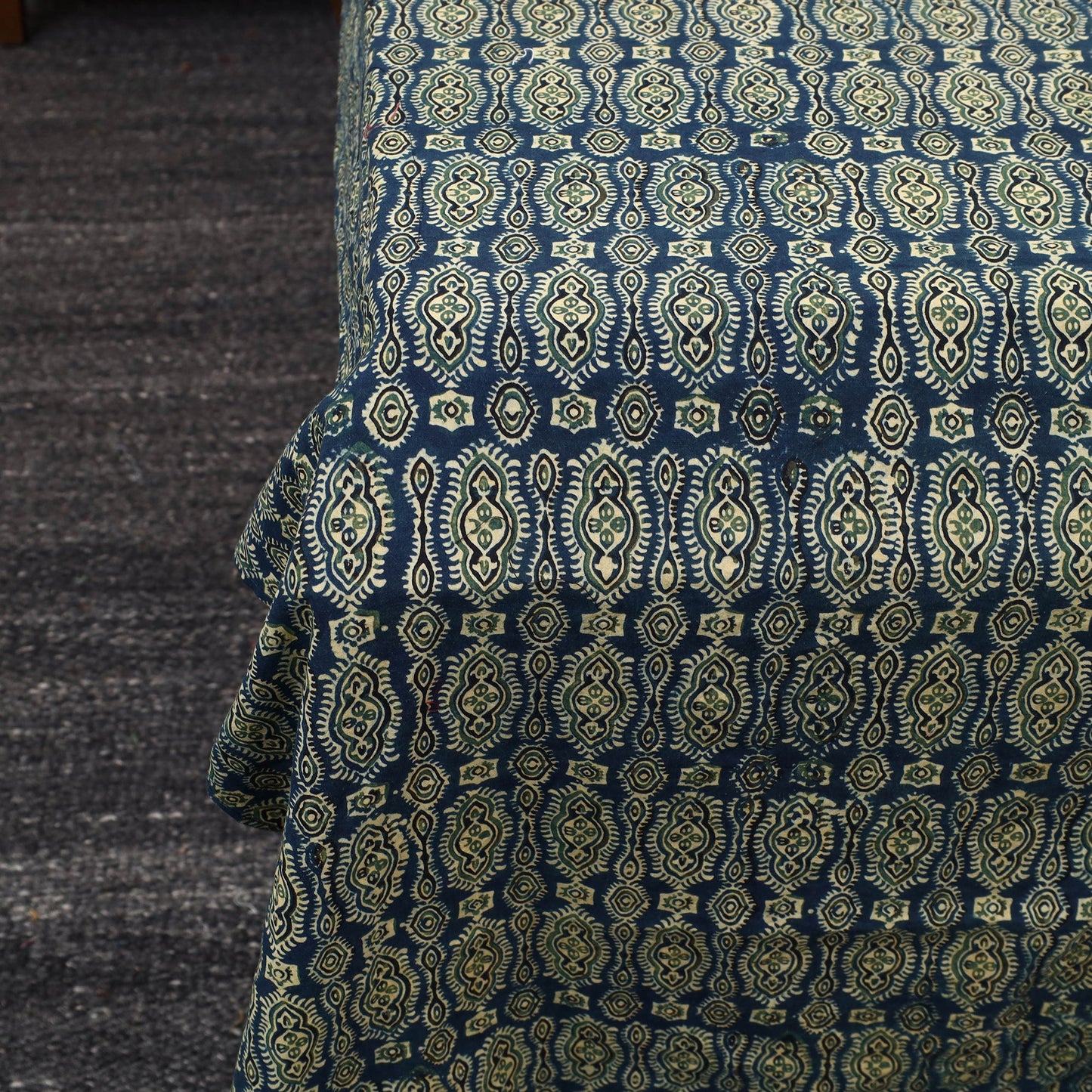 Green Patchwork Ajrakh Cotton Double Bed Sheet Set