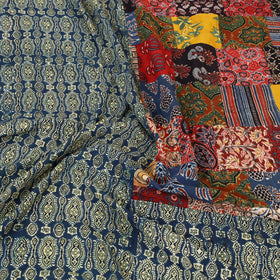 Green Patchwork Ajrakh Cotton Double Bed Sheet Set